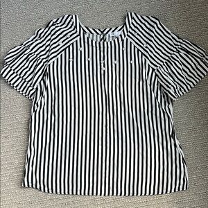 Black and White Striped Women's Top